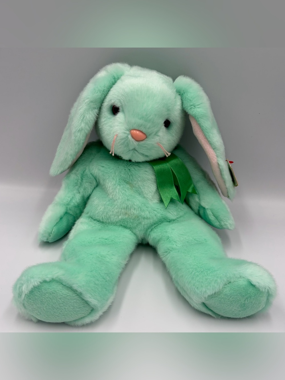 NWT TY Beanie Buddies Bunny Hippity 14” Mint Green Rabbit Plush Stuffed Animal
